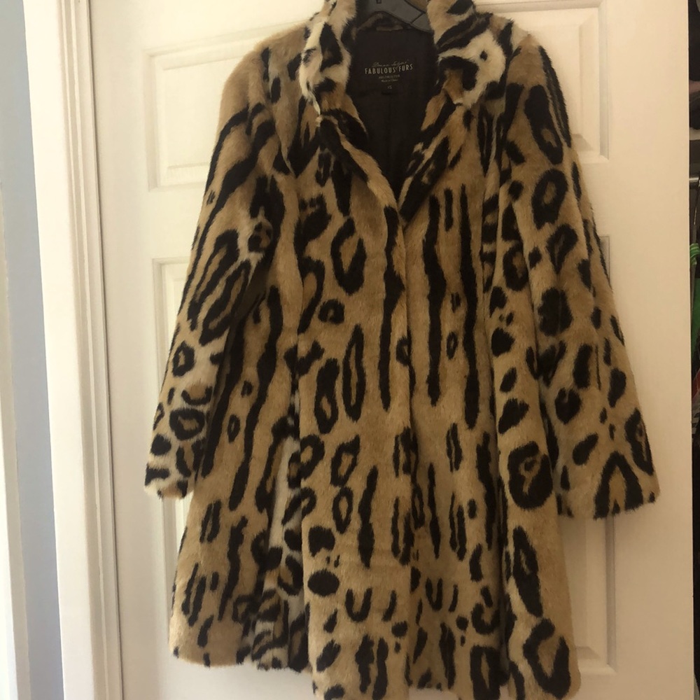 Faux Leopard print swing coat